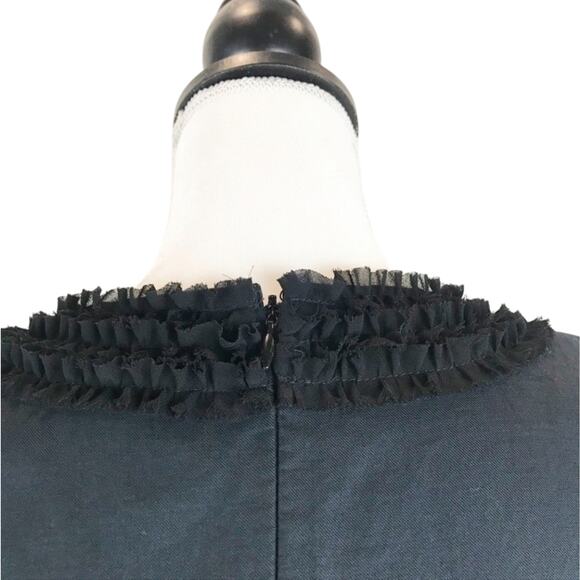 Ann Taylor LOFT Sleeveless Shift Black Dress with Fuffled Scoop Neck 4P - Picture 5 of 8